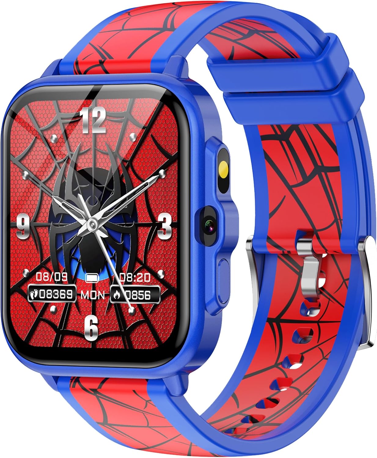 wzwneer smart watch for kids boys and girls, ai customized watch face, ai q&a, games, activity tracker, sleep/heart rate monitor, music,camera, ip68 waterproof toys and birthday for kids blue and red