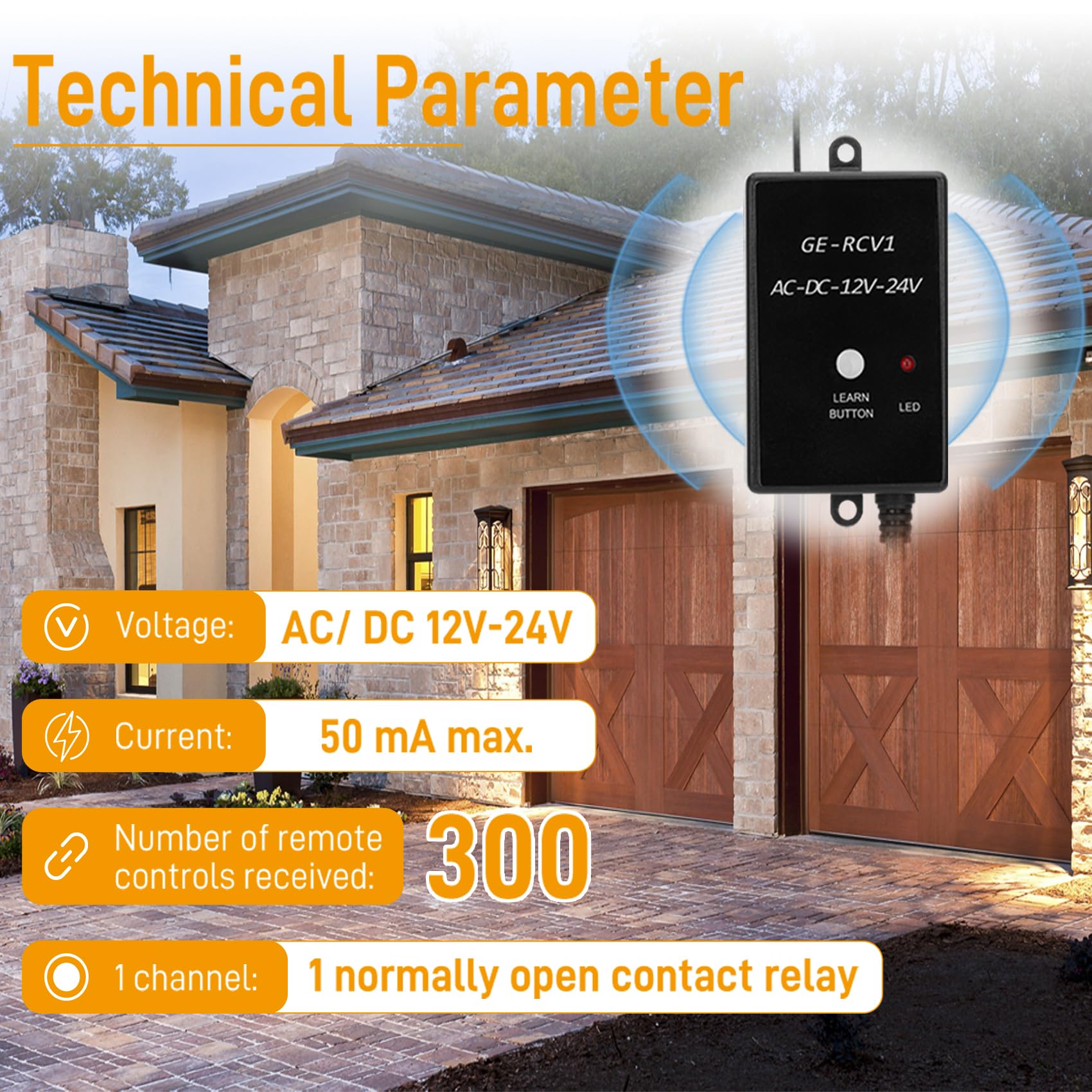 ERM12 - Receptor externo universal con 2 mandos a distancia | Compatible con abridores de puertas TOPENS, para abridores automáticos de puertas correderas y abridores de puertas de garaje