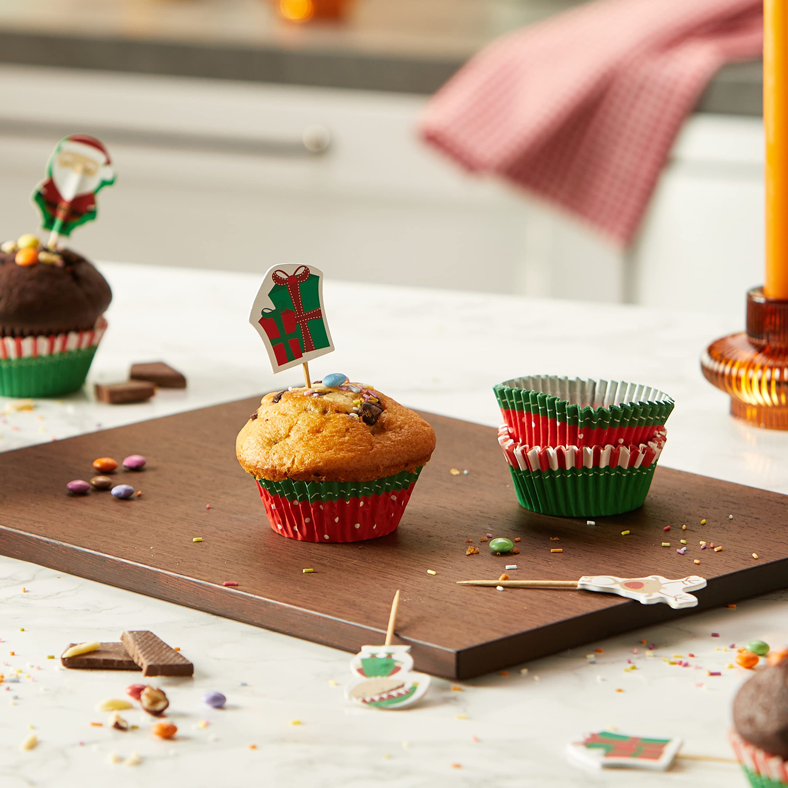Xmasカップケーキケース付き Amazon.co.jp: Premier Housewares クリスマスカップケーキケースと