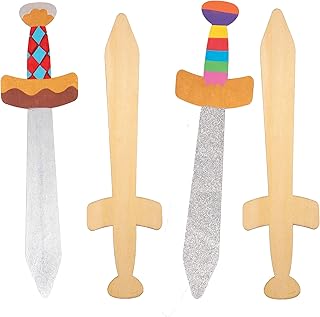 Baker Ross AT697 Longues épées de chevalier en bois - Loisirs créatifs pour enfants (Paquet de 4)