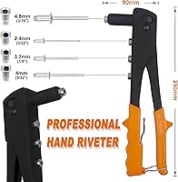 Vista 5 de ISPINNER Kit surtido de remaches ciegos de aluminio de 225 piezas con herramienta de remache manual resistente, 6 tamaños de remaches