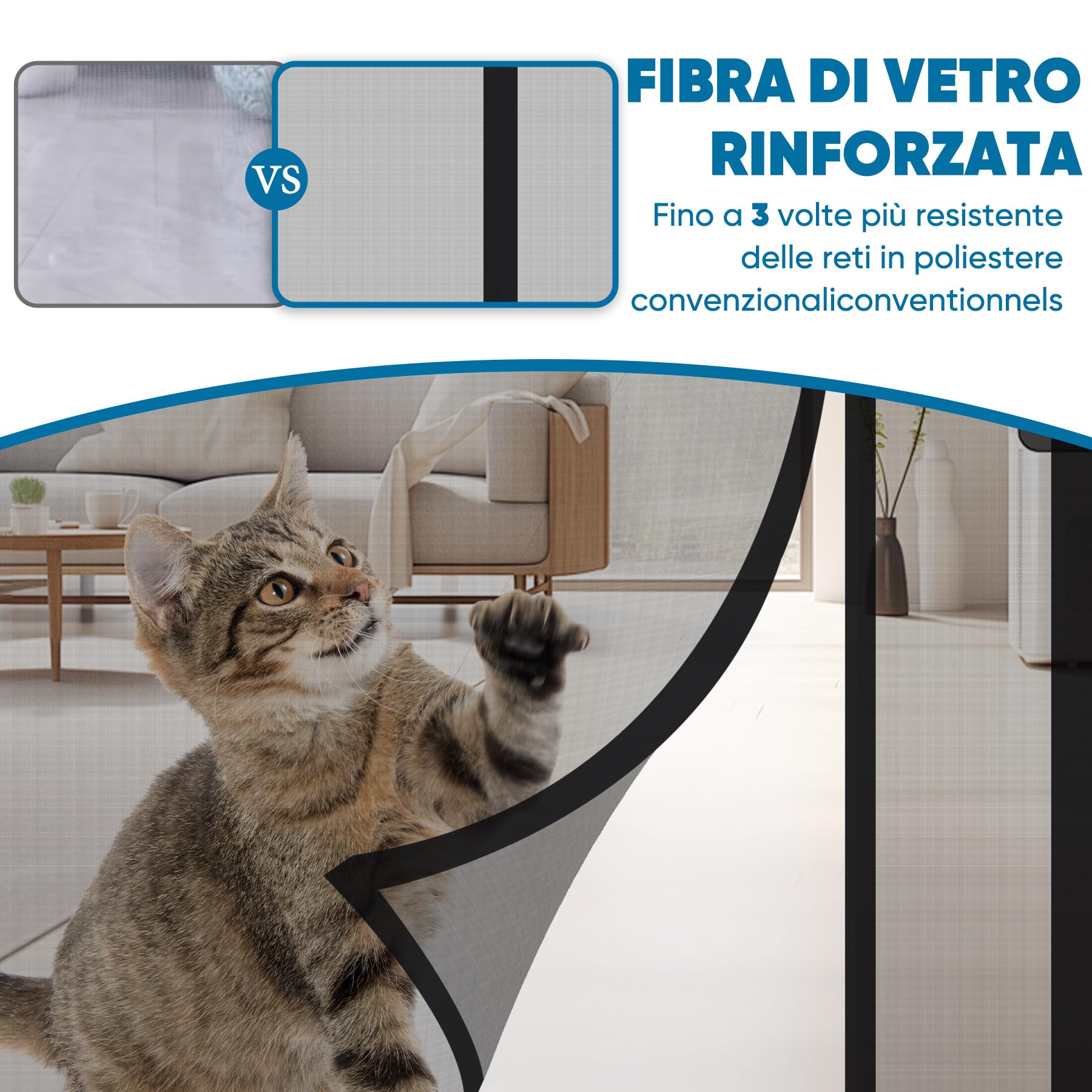 Sekey Mosquitera Puerta a Prueba de Gatos, Mosquitera Magnética para Puerta de Fibra de Vidrio Apertura Lateral, Cortina Mosquitera Magnética de Balcón, Fácil Instalación, 90x200cm — view 4