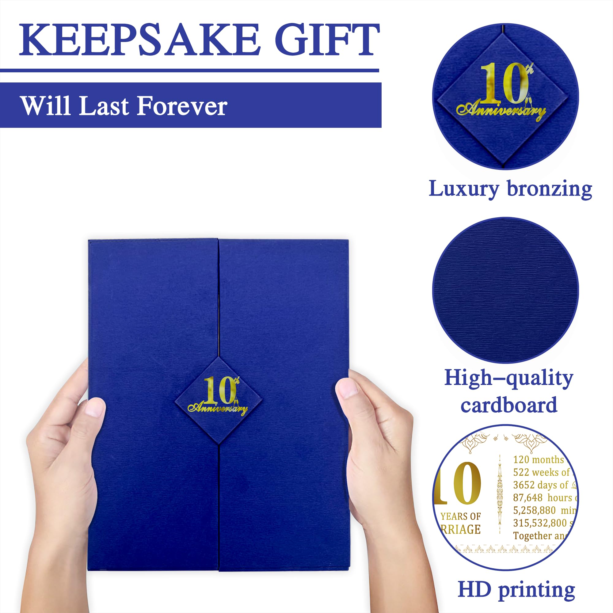 USMEI 10th Anniversary Wedding Romantic Gifts For Couple 10 Years of Marriage Self-Personalized Photo Anniversary Greeting Cards For Him Her Wife and Husband Keepsake Gifts - Image 4