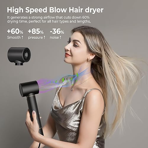 Miniatura 7 de Cepillo secador de pelo 5 en 1 autoenvoltura para cabello de aire caliente con aleación de aluminio de alta velocidad, cepillo secador