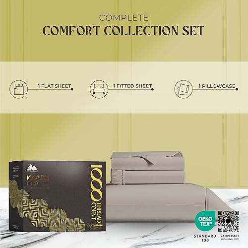 Miniatura 38 de Mayfair Linen Sábanas 100% de algodón egipcio tamaño Queen – Juego de sábanas de 1000 hilos de algodón egipcio tamaño Queen, 6 piezas, color rubor