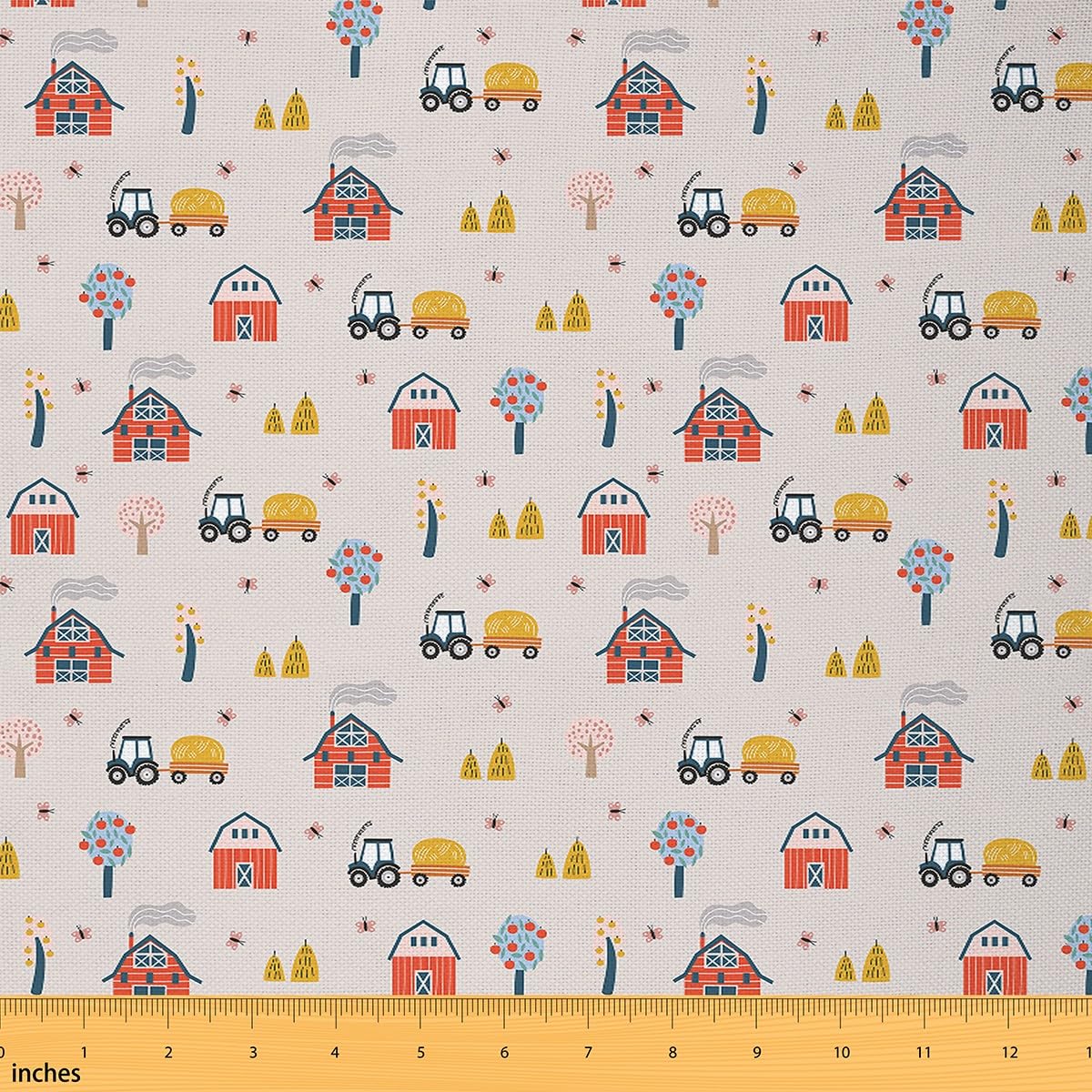 Tractor Fabric by The Yard Cartoon Farm Equipment Trucks Farmhouse Upholstery Fabric for Chairs Harvester Tractor Cute Waterproof Outdoor Fabric 5 Yards (L460*W150cm) — image 1