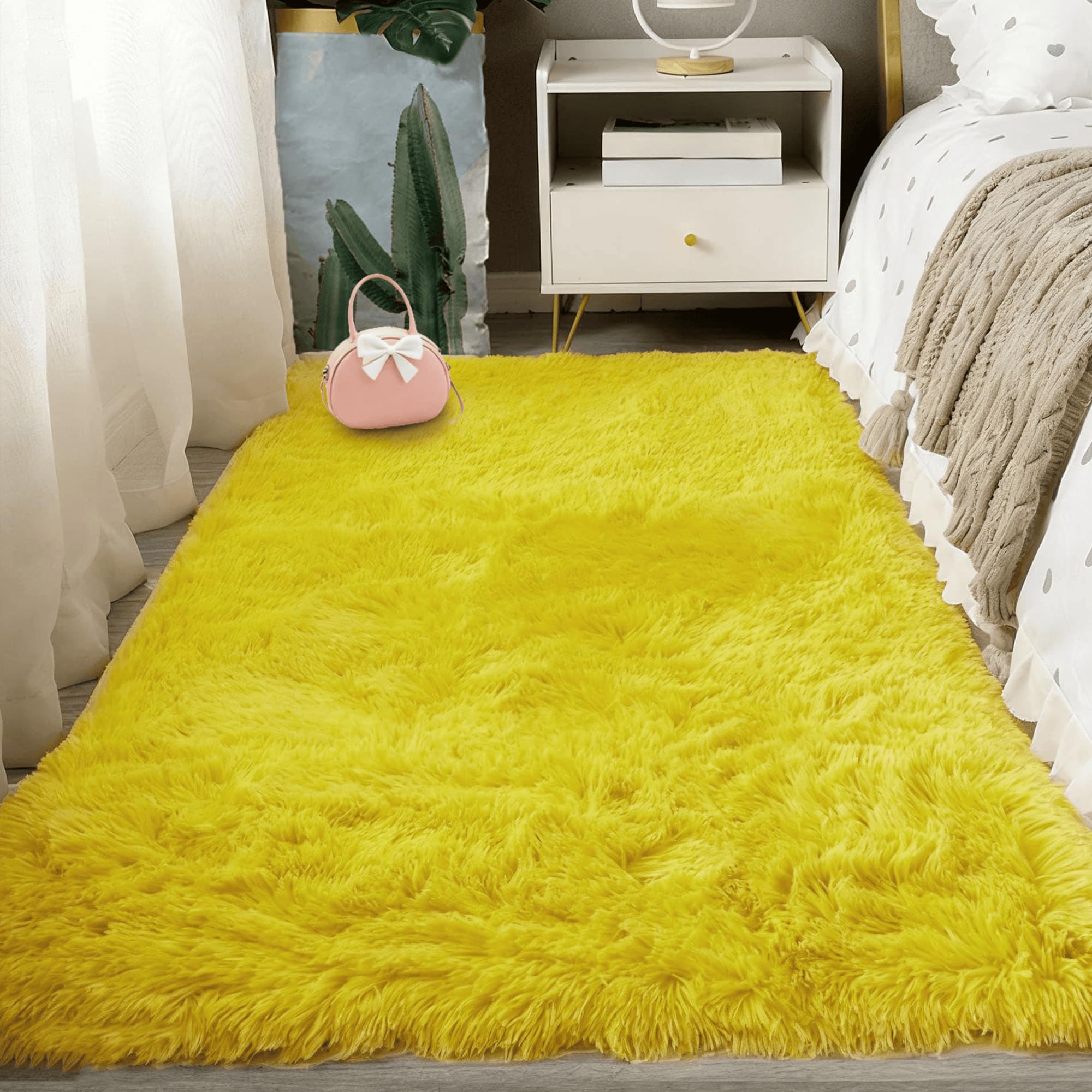 Tapis de chambre facile à nettoyer doux et moelleux grand format