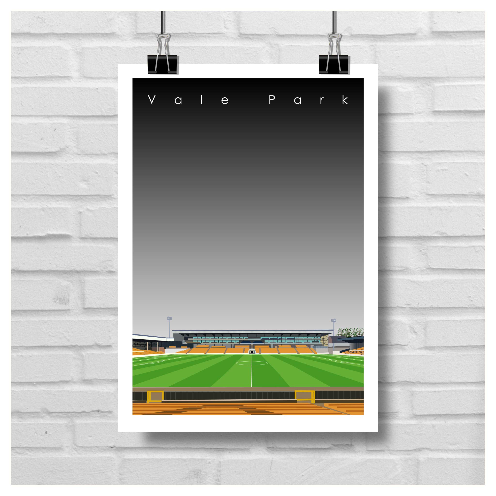 GroundDesigns Stampa Artistica Port Vale FC - Vale Park - Formato A3 - Senza Cornice - PVFC - 3