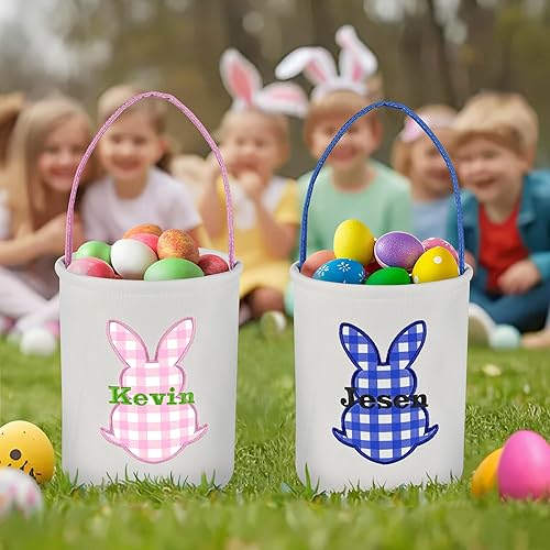 Miniatura 5 de VAPCUFF - Canastas de Pascua personalizadas para niños, cesta de Pascua para huevos de Pascua, cesta de conejo de Pascua, cesta de caza de huevos de