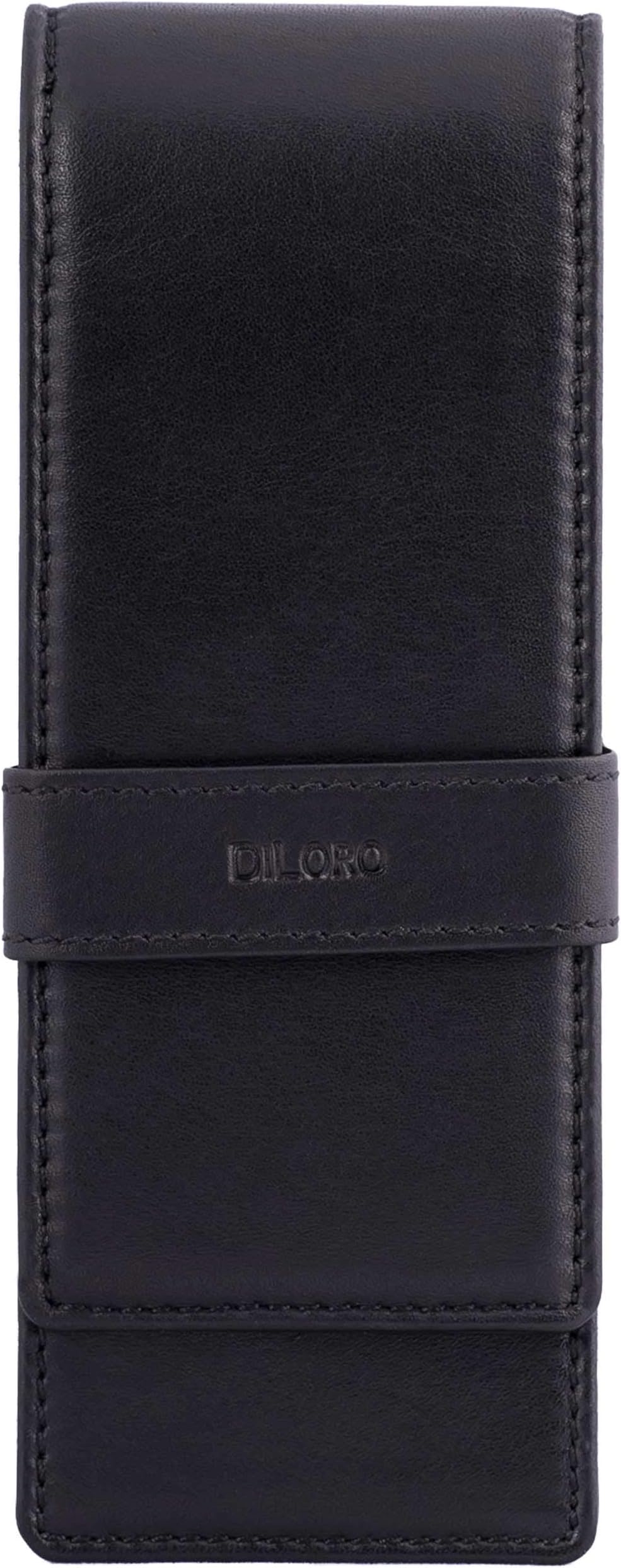 Leather Triple Pen Case Pencil Pouch Holder for Three Fountain Ballpoint Rollerball Pens and Pencils (Black)
