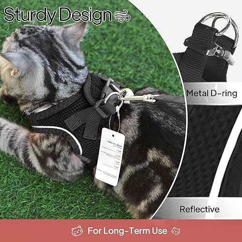 Miniatura 7 de TwoEar Arnés de gato a prueba de escape, suave chaleco ajustable para perro, de malla transpirable, chaqueta reflectante de fácil control para