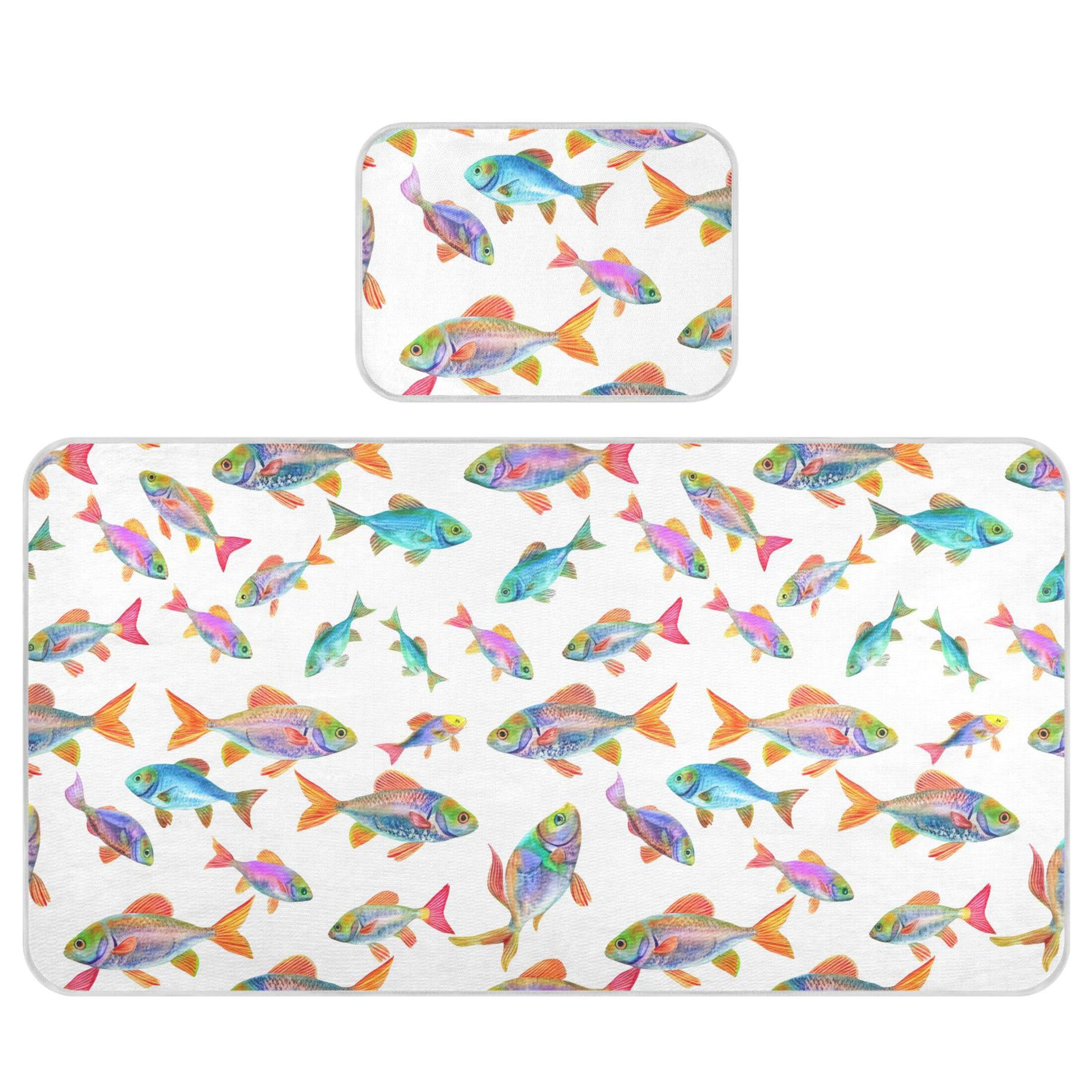 Takiito Watercolor Fish Baby Cooling Mattress Pad, Soft & Breathable Cooling Mat Keep Baby Cool in Summer 28x52 in, Nursery Essential