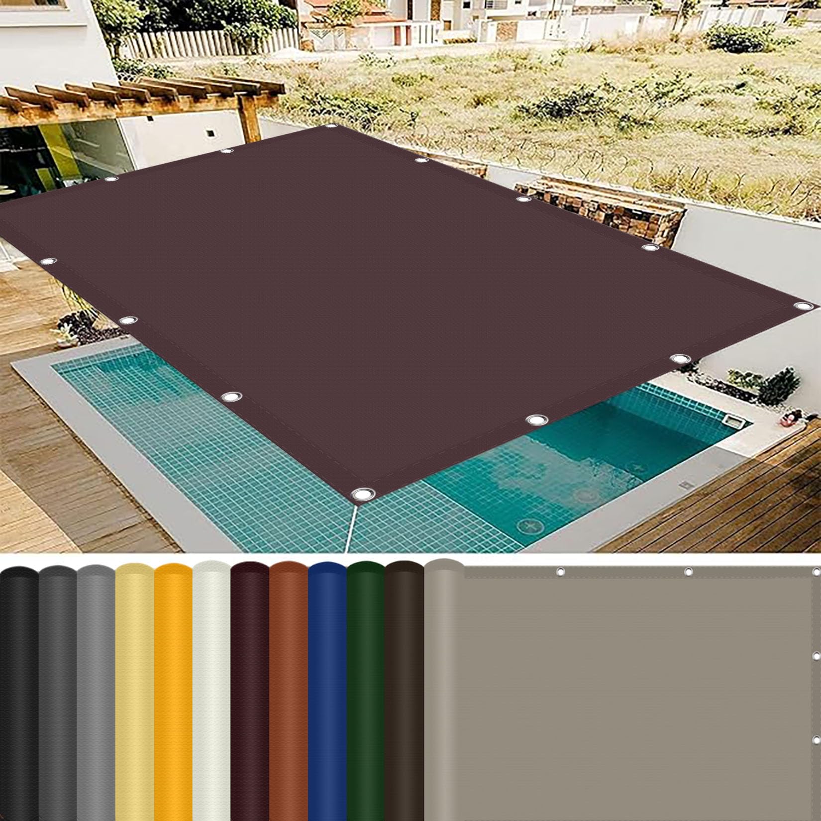 Żagiel przeciwsłoneczny 110 x 230 cm – czerwona tkanina przeciwsłoneczna z przelotkami i linami do ogrodu, na kemping i do użytku na zewnątrz, kolory, idealna na patio i relaks