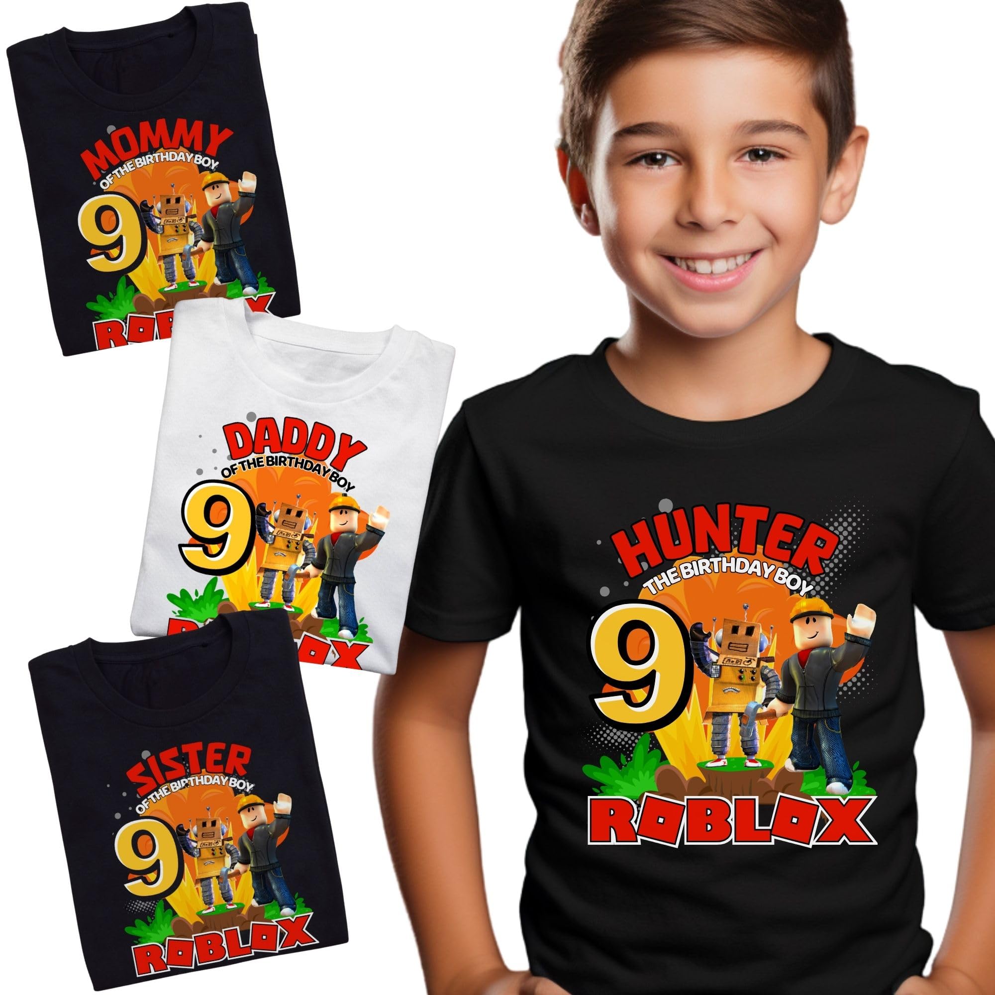 Custom Birthday Family Matching Shirts, Family Personalized Shirts, Robux Characters Birthday T-Shirts, Video Games t-Shirt, Blocks Shirt, Camiseta