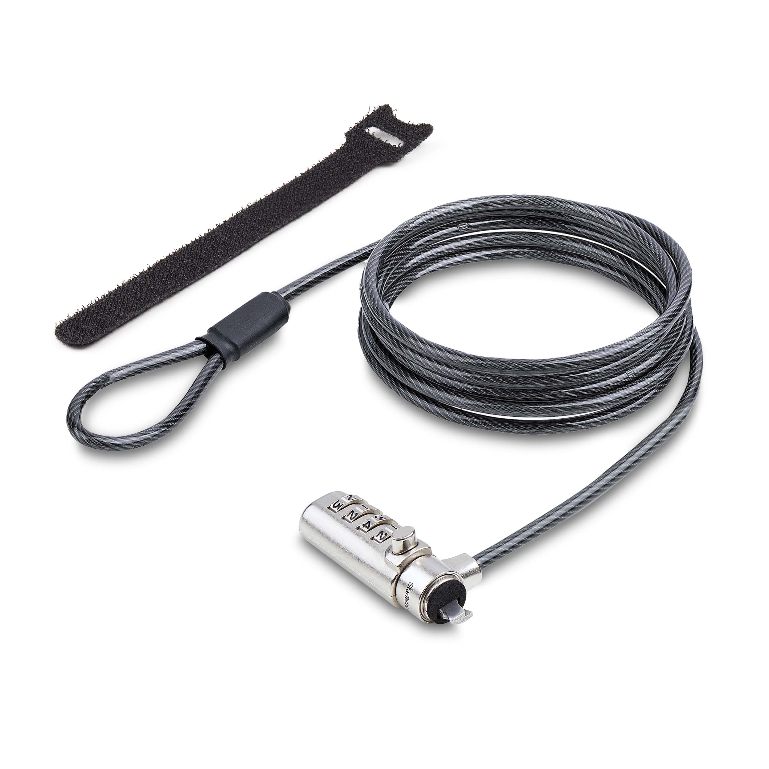 StarTech.COM Antivol pour PC Portable Compatible Slot Noble Wedge, Câble de Verrouillage de 1,5m, Câble en Acier, Combo Lock
