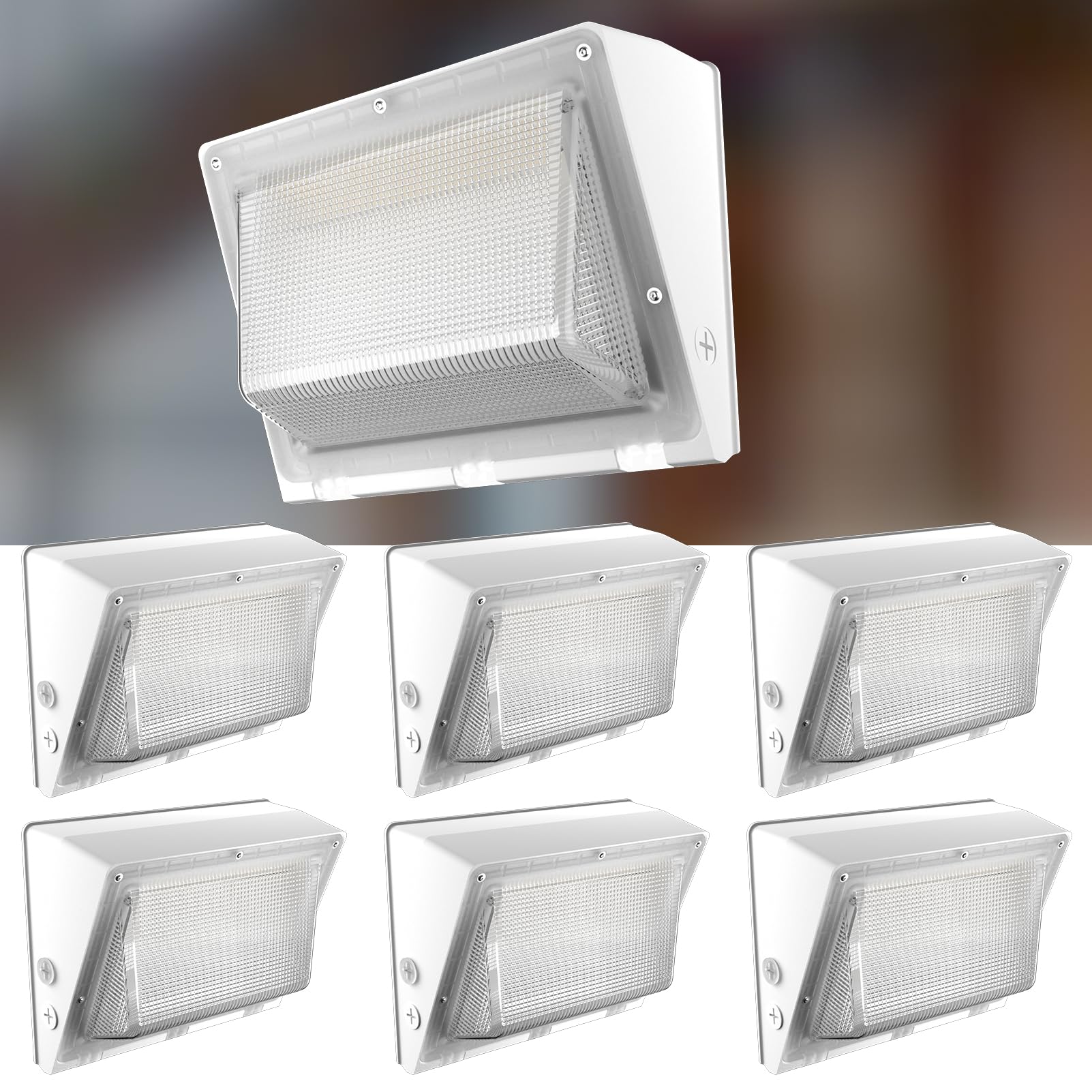 Lightdot 6 Pack 250W White LED Wall Pack Lights, Wall Mount Outdoor Exterior Lighting, 100-277V, 37500LM Dusk-to-Dawn, IP65 ETL, 70ft Coverage Area, Parking Lots, Building Exteriors, Yard/Warehouse