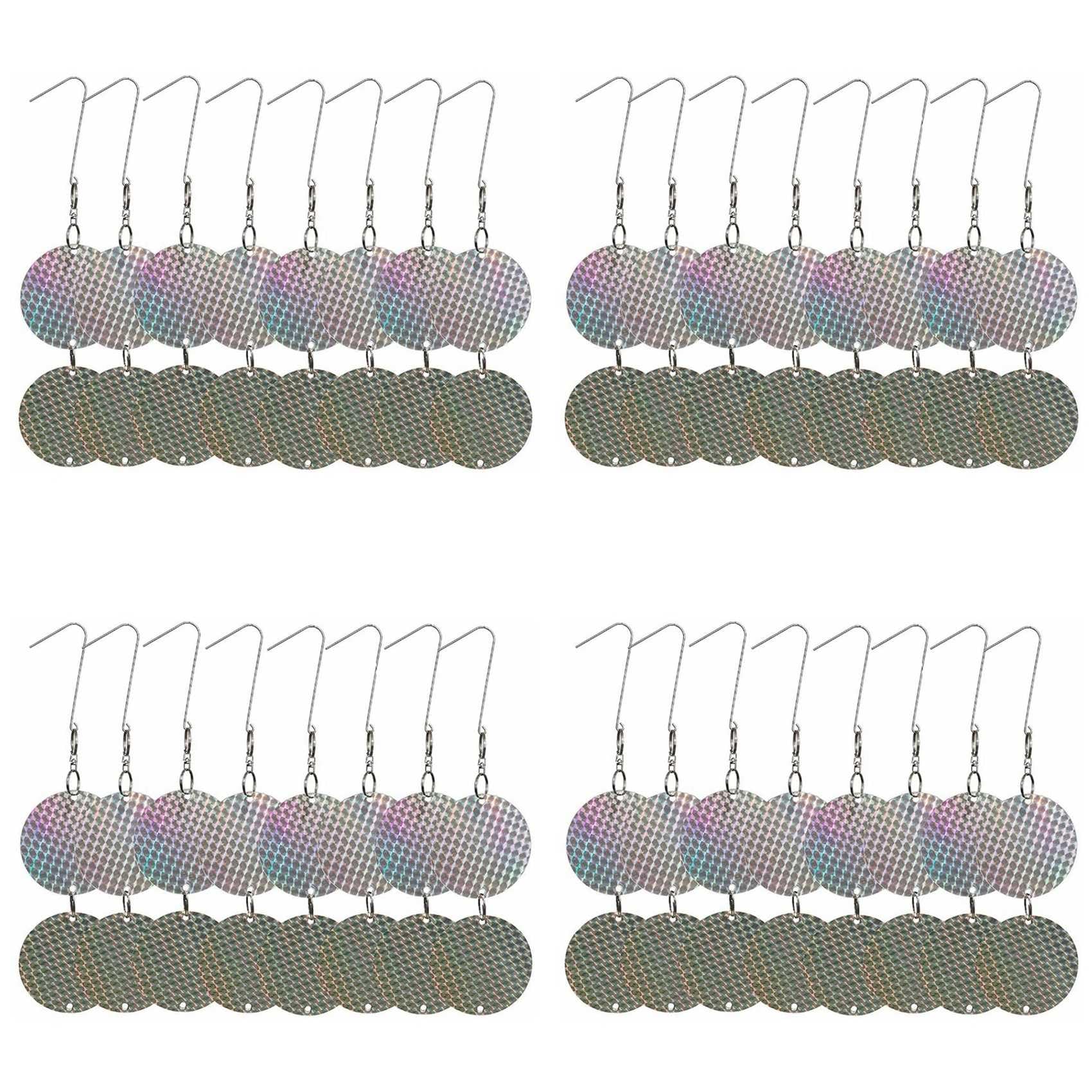 Hndhbfgrt 32 Pcs Bird Repellent Deterrent Discs Pigeon Crow Repeller Glitter Reflective Discs Deterrent Repellent Disks Birds
