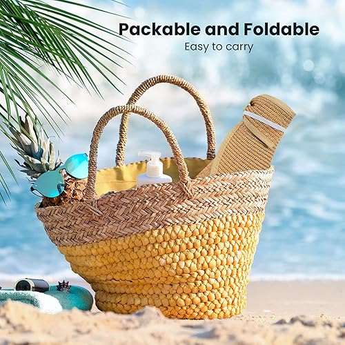 Miniatura 5 de Simplicity Womens UPF 50 Wide Brim Roll-up Straw Sun Hat Sun Visor