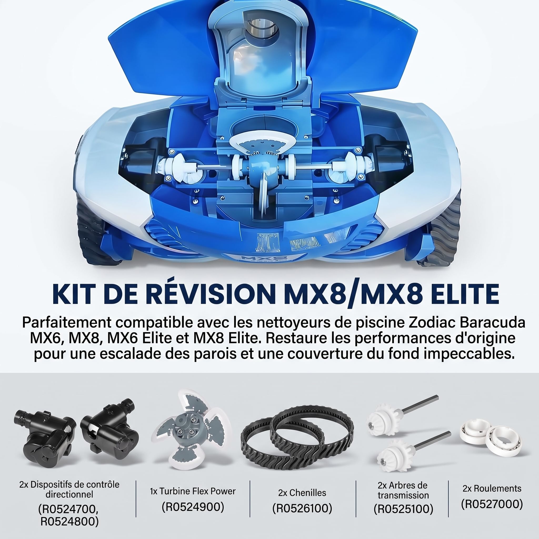 Kit de mise au point pour nettoyeur de piscine pour Zodiac pour Baracuda MX8 MX6, ensemble de réparation professionnel avec composants R0524900 R0796200 R0524700 R0524800