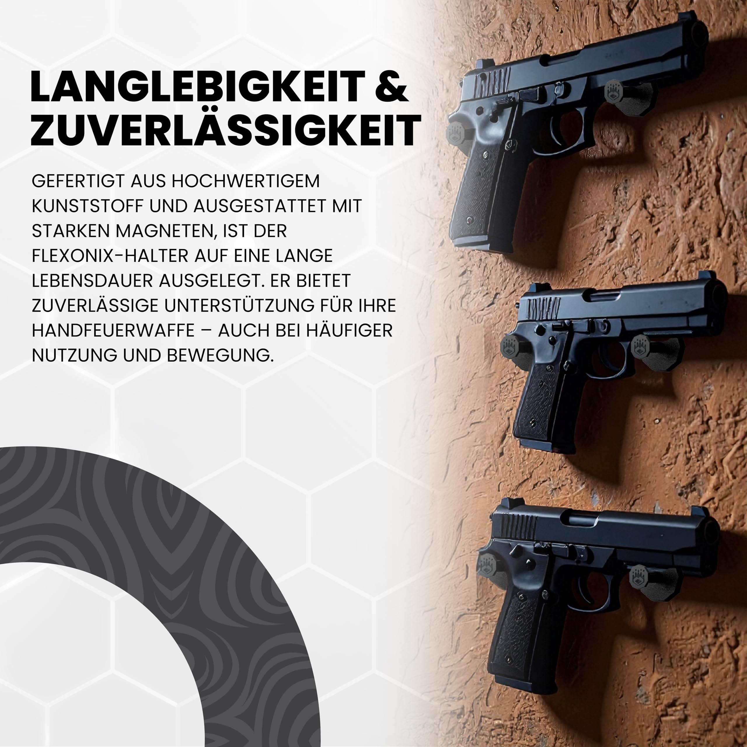 Magnetischer Pistolenhalter für Kurzwaffen – Starker Waffenmagnet für Waffenschrank & Tresor – Universal Halterung für Pistolen – Sicher, platzsparend, Made in Germany – 2-teiliges Set