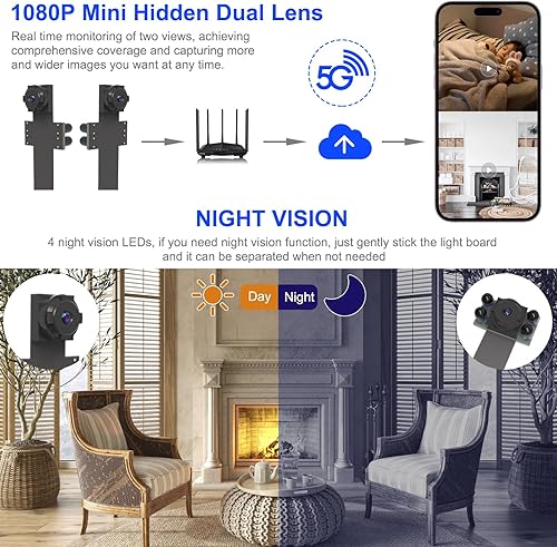 Miniatura 3 de Cámara espía WiFi Mini cámara oculta 1080P Módulo de doble lente DIY inalámbrica Tiny Nanny Cam - Pequeña y discreta seguridad para el hogar
