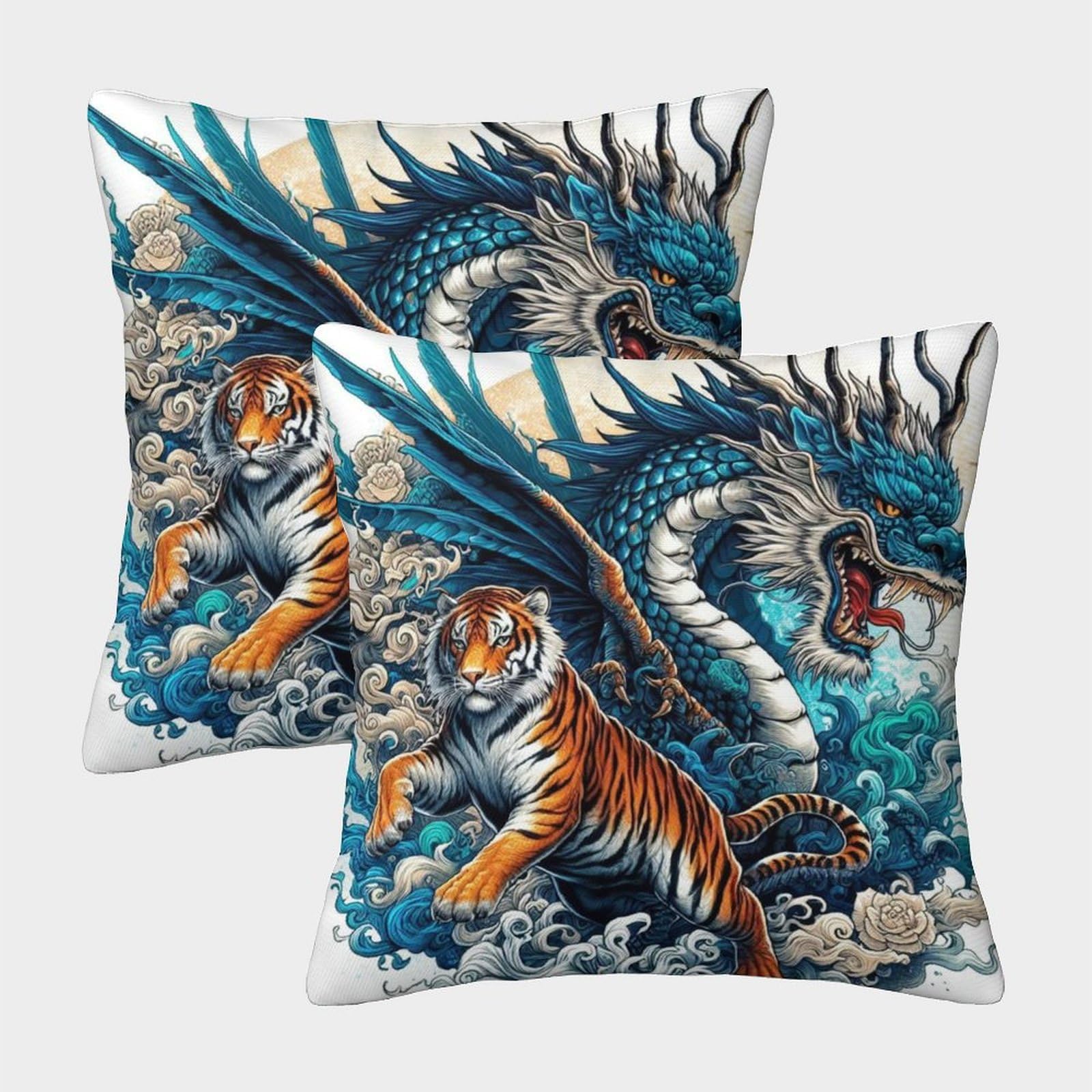 PHQAZWSXE Dragon Pillow Cases Set of 2 Cozy Pillowcase Animal Cushion Cover Polyester Decor for Couch Livingroom 50x50cm