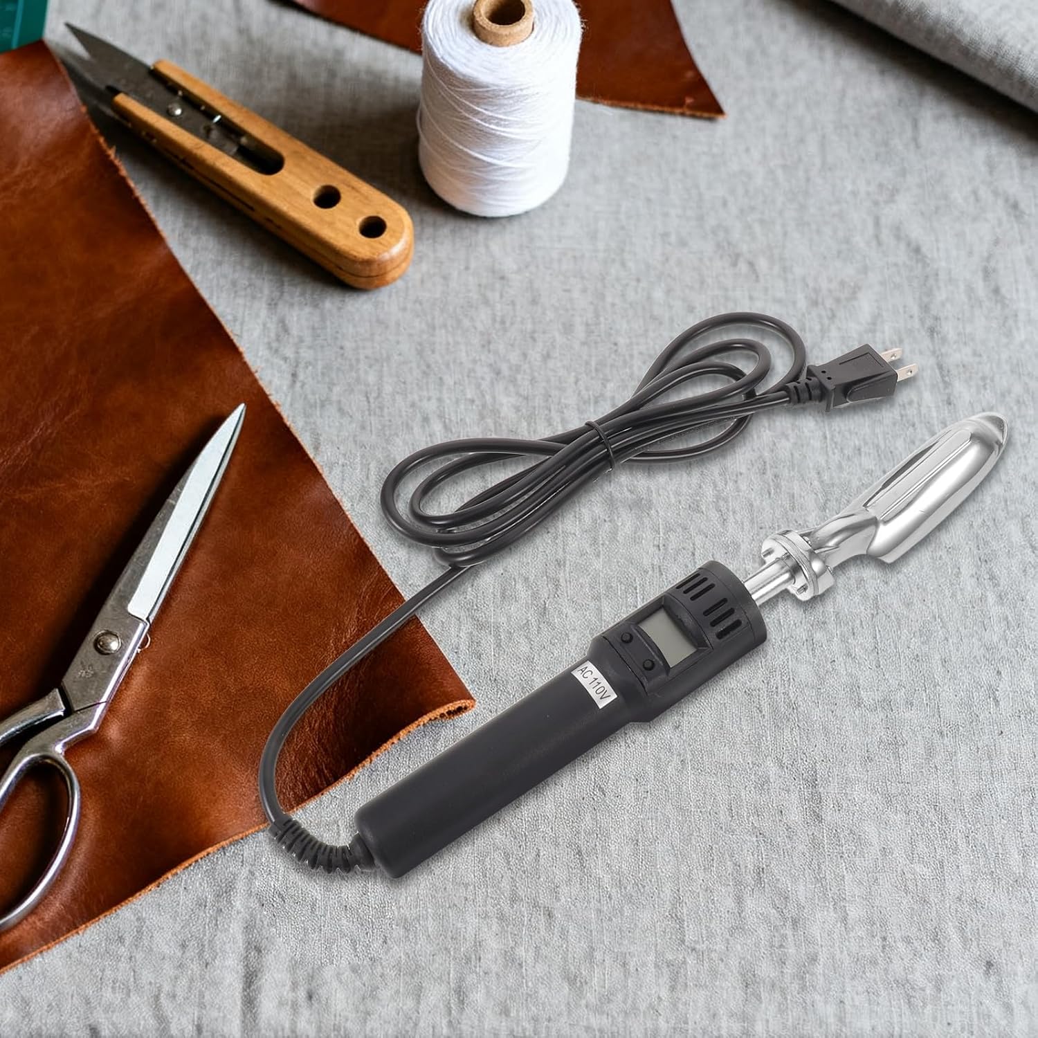 FUOYLOO Digital Display Electric Mini Iron for Craft Leather Repair Shoes Bag Crease Removal Vinyl Heat Transfer Doll Clothes Ironing, 50-300℃ Adjustable