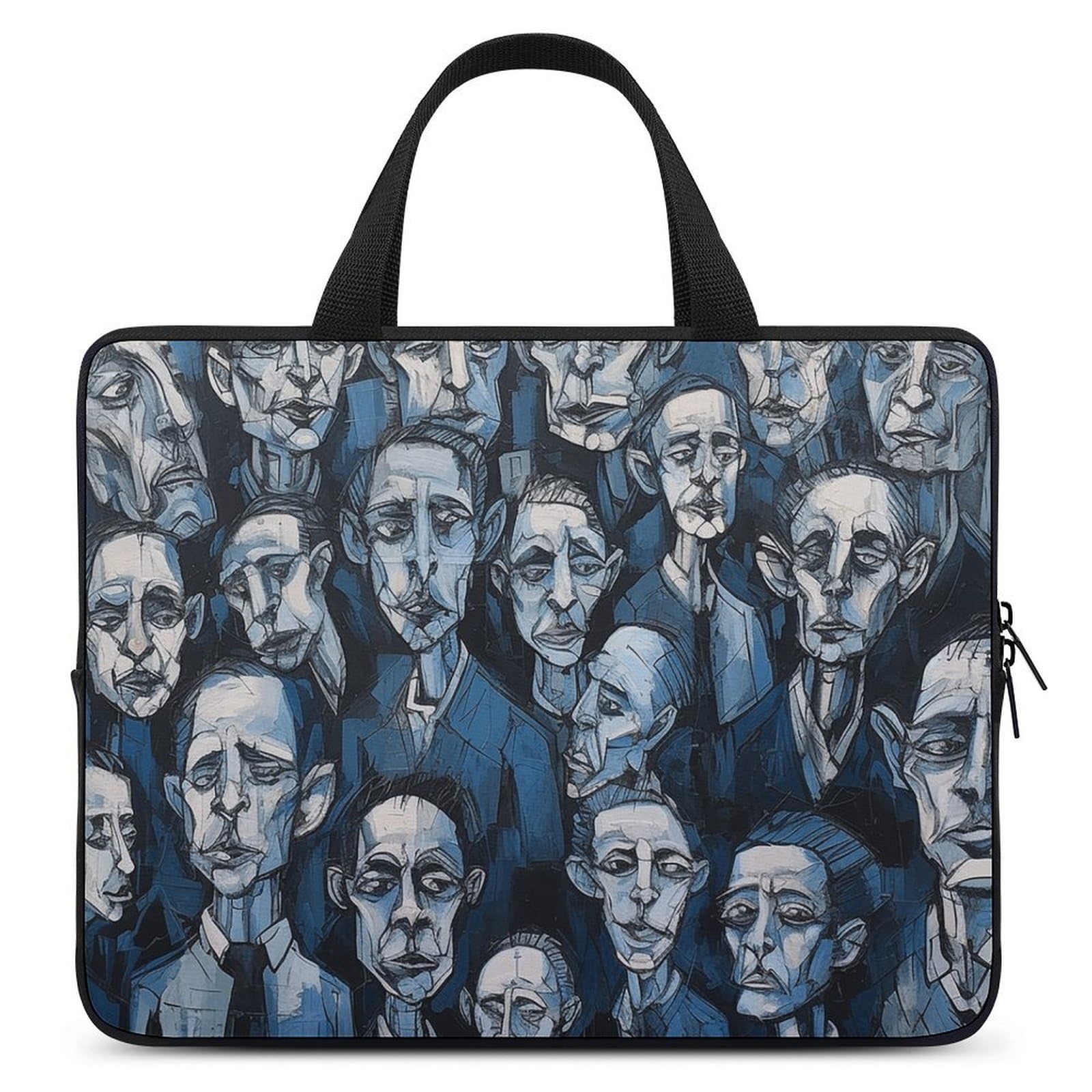 Custodia per laptop con facce blu e nere, borse per laptop da 17 pollici, ultra sottile, leggera e impermeabile, materiale in neoprene resistente, custodia protettiva portatile per computer con