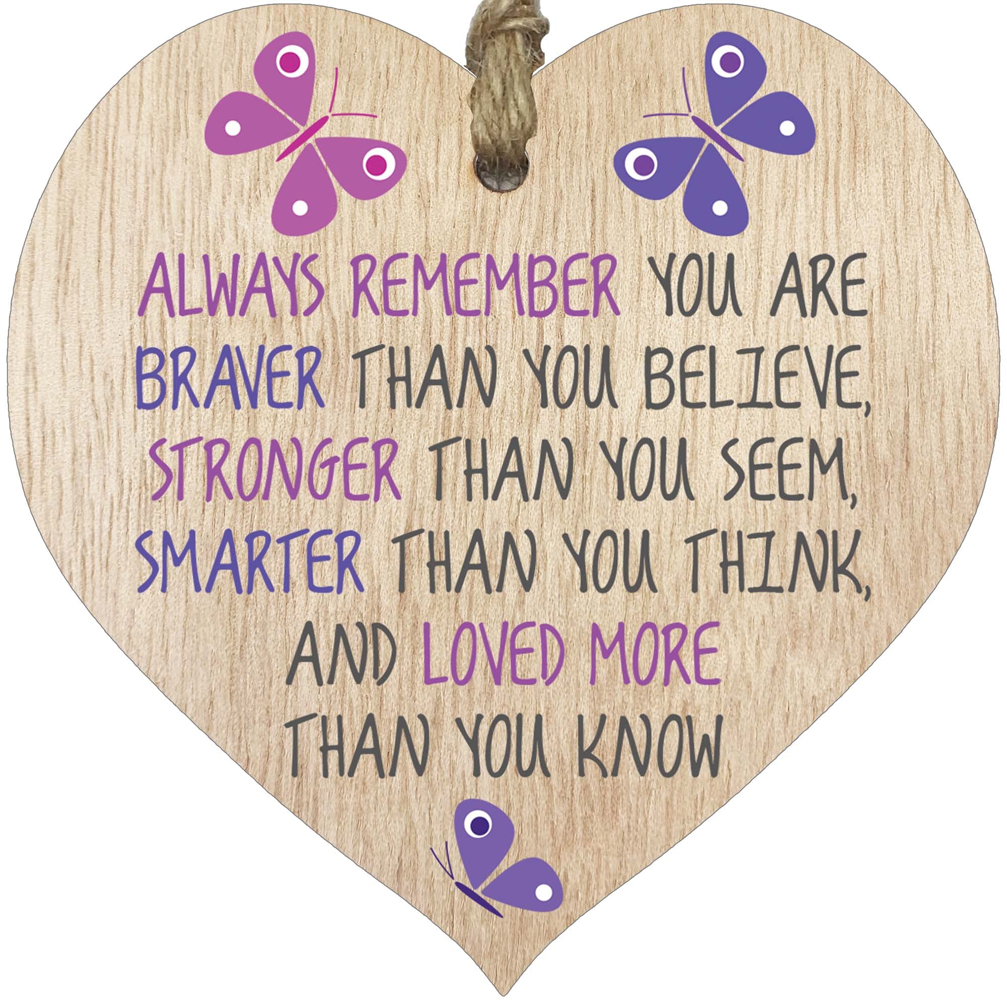 Stuff4 Always Remember You Are Braver Hanging Wooden Heart Sign Plaque, Friendship Gifts for Women, Ladies Bestfriend Birthday Gift, Positive Inspirational Gifts, Best Friend Cheer Up Gifts for Girls