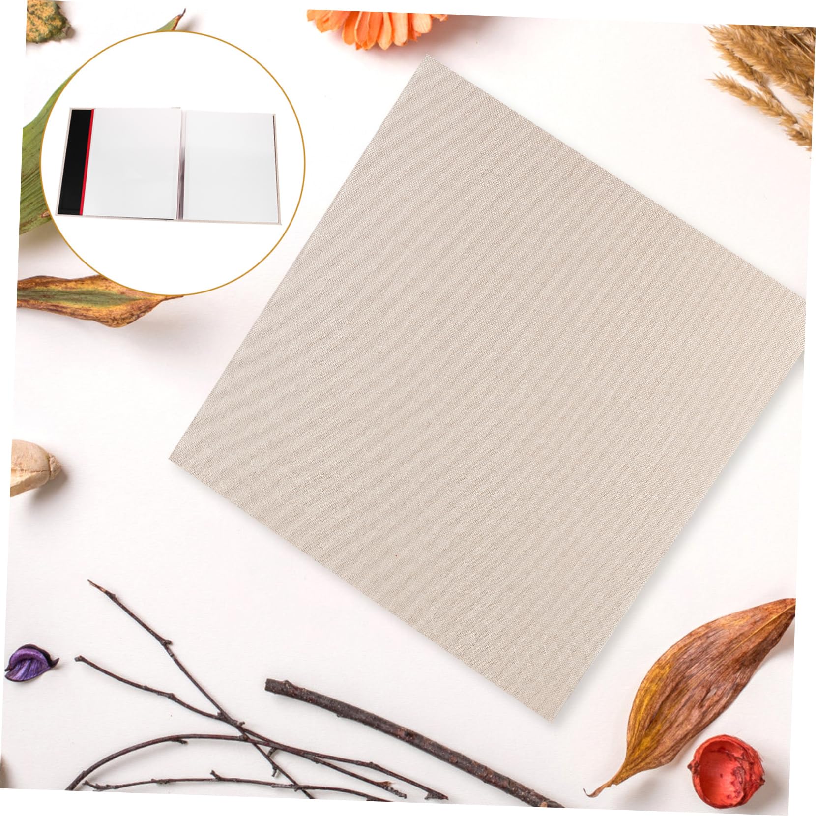 Álbum de Fotos Autoadhesivo de Lino Beige para Manualidades DIY | Tapa Tipo Libro, Apertura Cómoda, Uso Duradero, Estilo Delicado y Especial