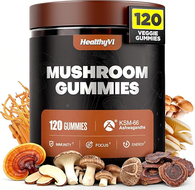 Organic Muscle 10-In-1 Mushroom Gummies: Cognitive Boost & Immunity Support