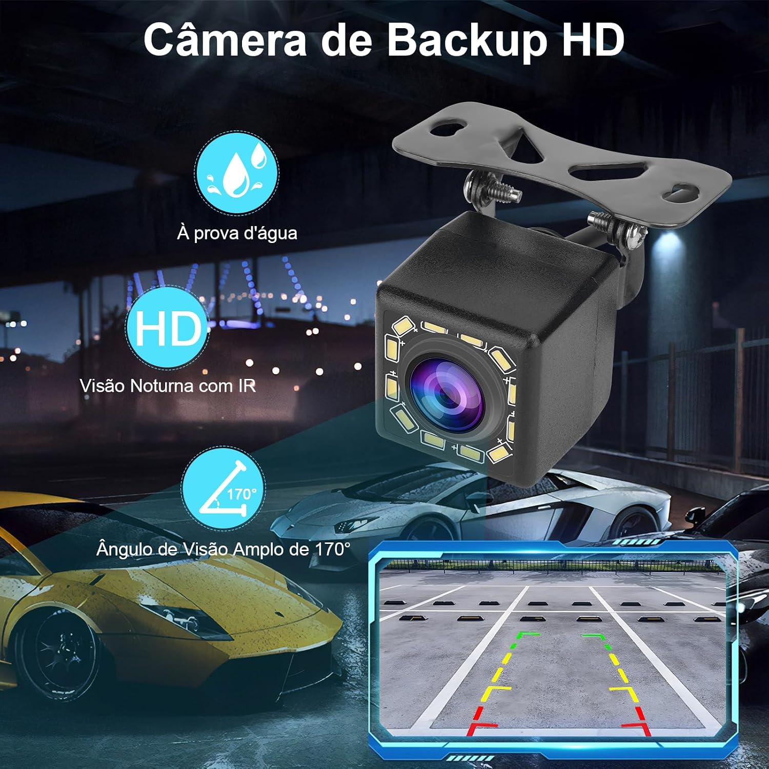 Automotive Central Multimídia 7 Polegadas Universal CarPlay Android Auto com Câmera de Ré, GPS, Bluetooth, Controle por Voz, Mirror Link e Receptor de Áudio