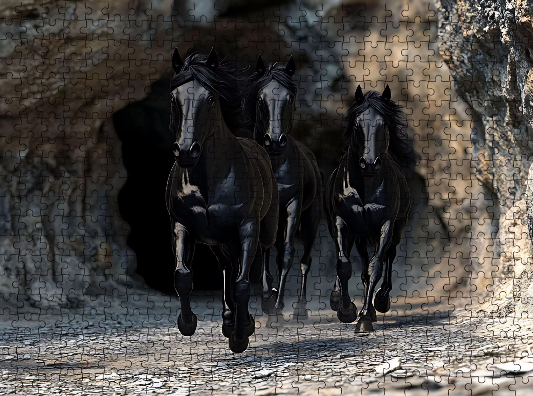 caballo animal-2 Puzzle de 1000 Piezas, Juego de Mesa Familiar de Madera - Rompecabezas Adultos para Toda La Familia,Rompecabezas Educativo DIY y Antiestrés - Con mapa de referencia, 75 x 50 cm f0-653