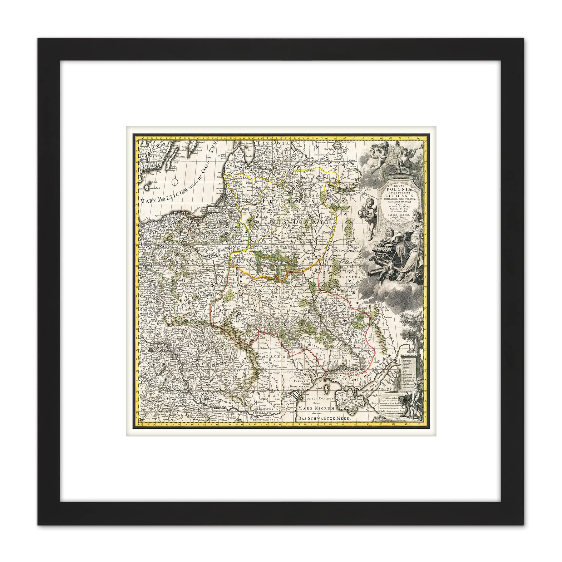 アンティーク ポーランド 古地図 フレーム付き 額 Amazon.co.jp: 地図アンティーク1696 アラード ポーランド リトアニア