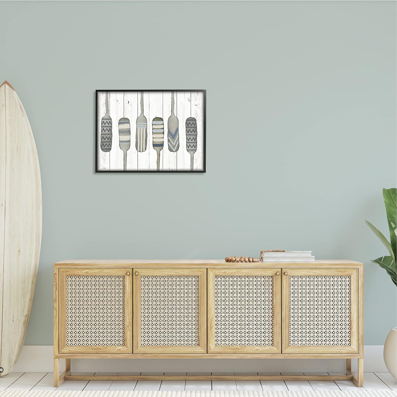 Stupell Industries Water Poles Geometric Patterned Canoe Paddle Oars, Design by Andi Metz, Off-White, 30 x 24