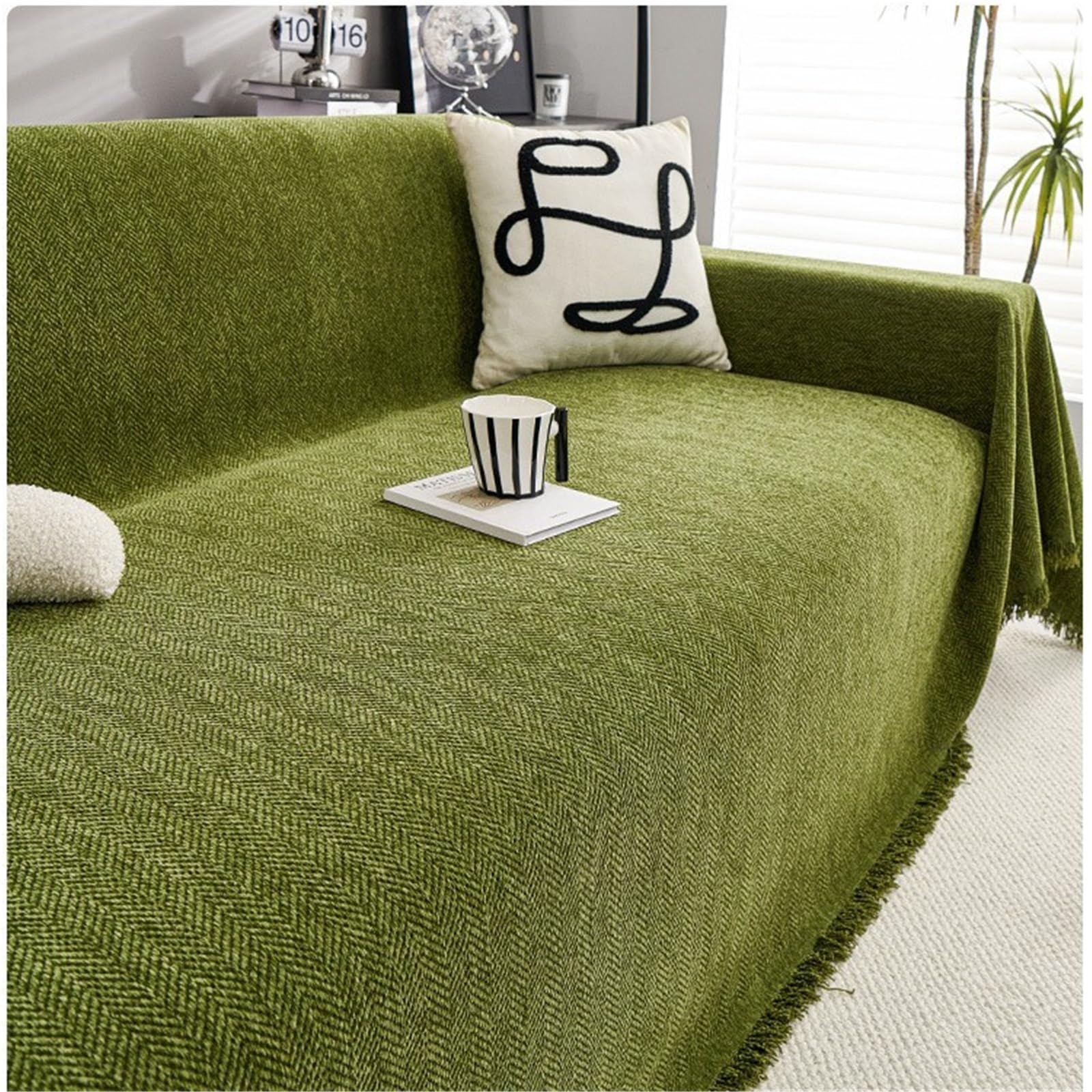 Housse de canapé 3 places anti-griffes de chat en chenille résistante et lavable