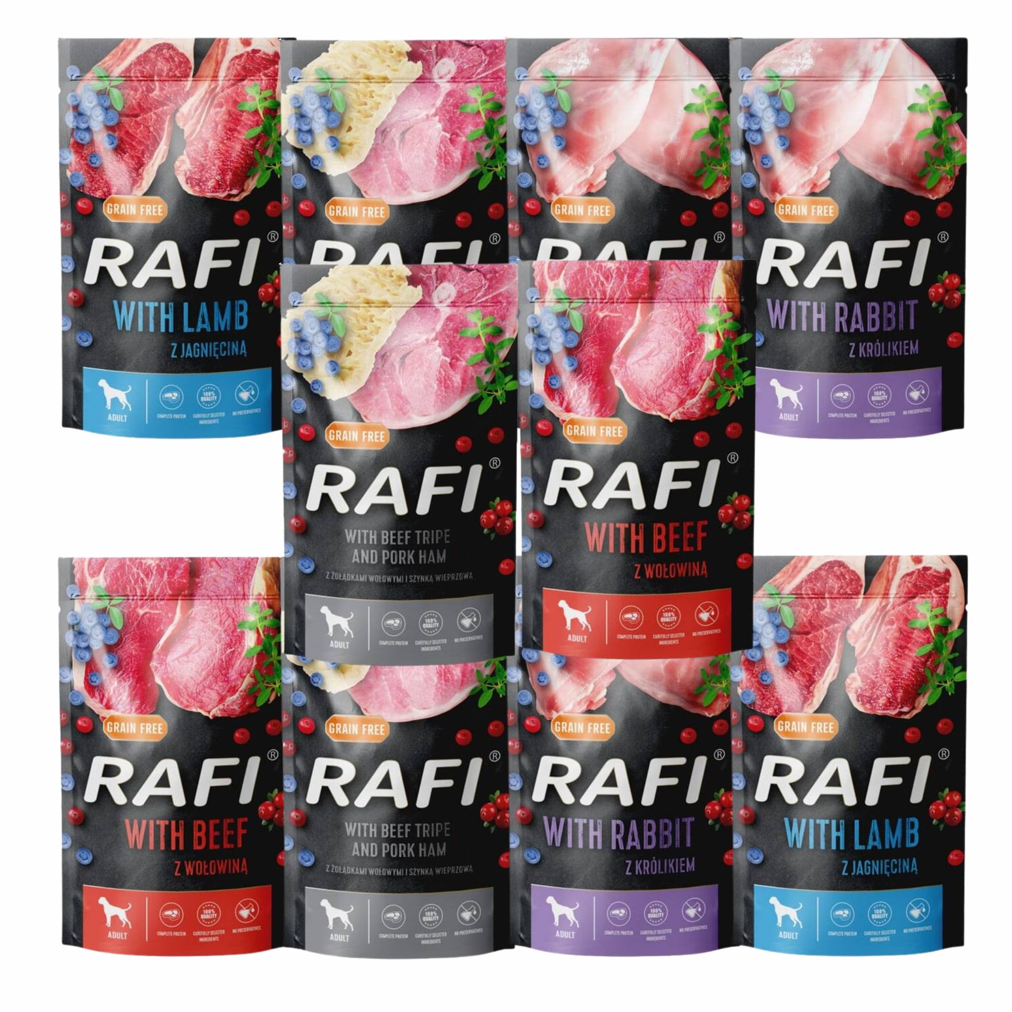 Rafi Mixed Flavours Complete Wet Food for Adult Dogs 10 x 500g Sachets