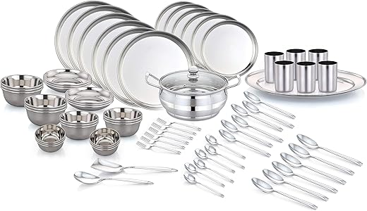 Pigeon Stainless Steel Sapphire Dinner Set 71pcs, Silver
