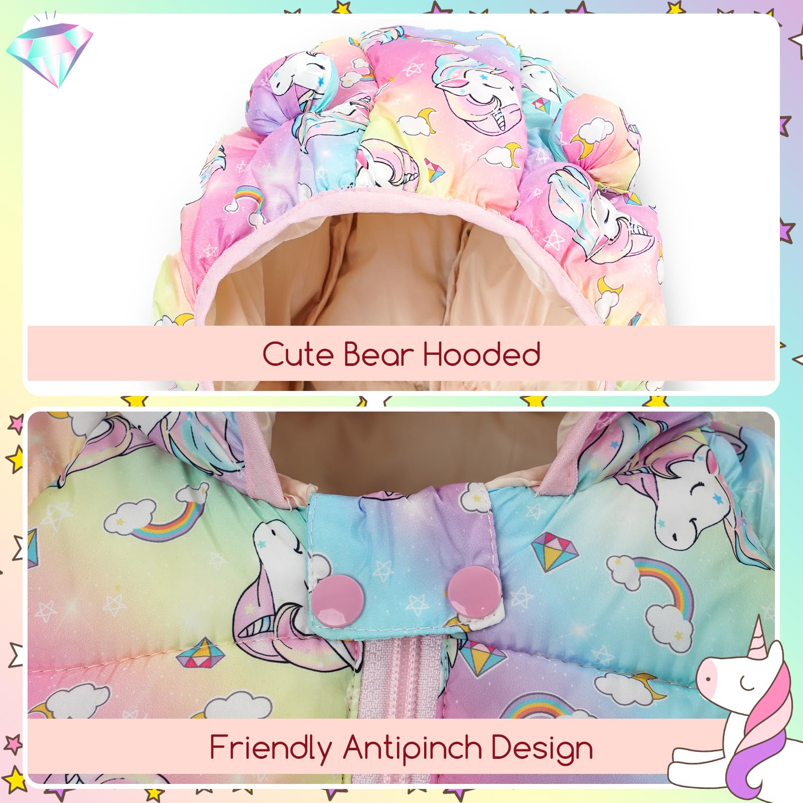 Bébé Doudoune Hiver Manteau à Capuche Enfant Duvet Veste Manches Longues Léger Blousons 6 Mois - 4 Ans