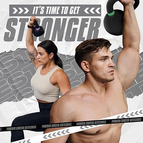 Miniatura 6 de Yes4All - Pesas rusas de hierro fundido con recubrimiento en polvo, entrenamiento de fuerza, gimnasio en casa, ejercicios de cuerpo completo