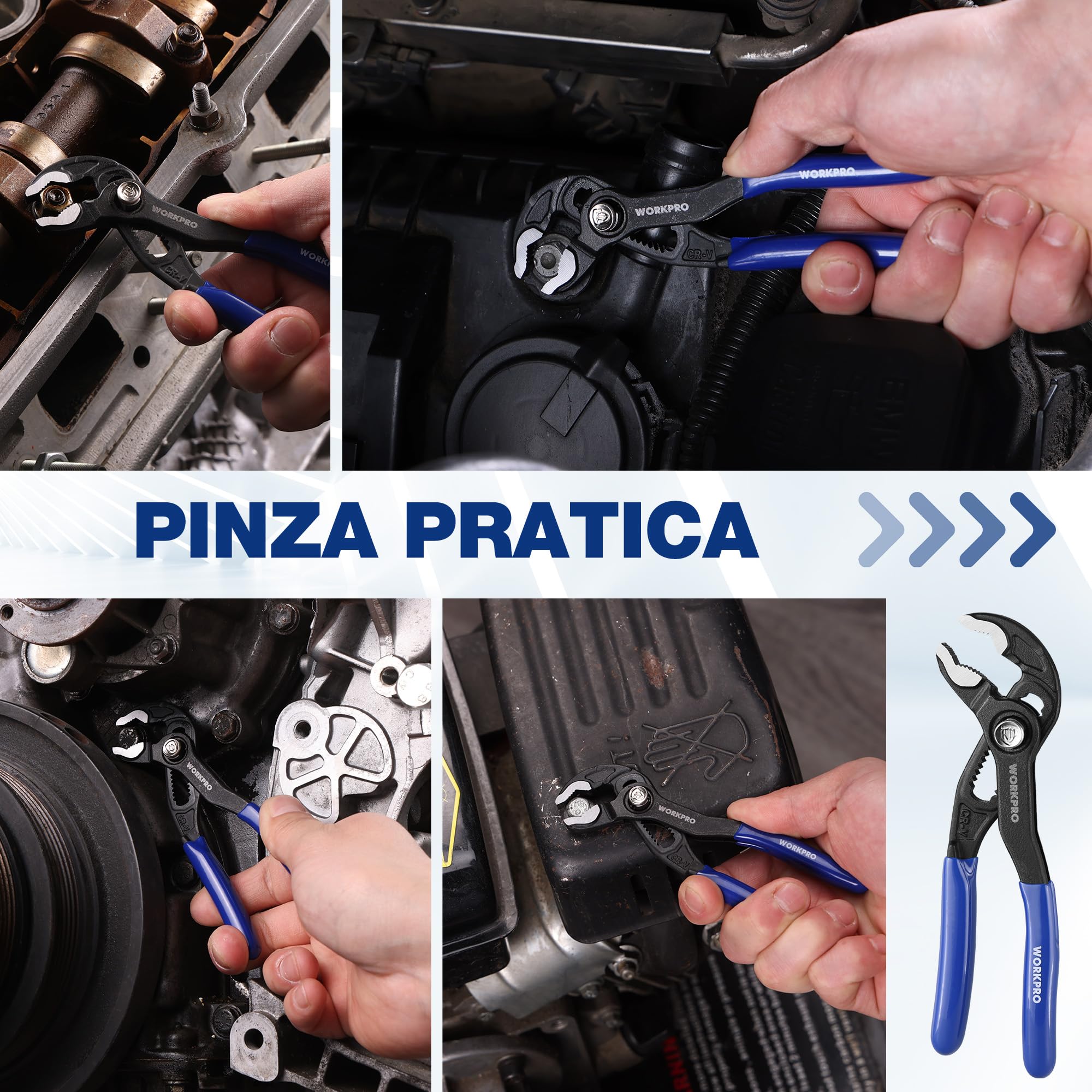 WORKPRO Pinza Regolabile da 12,7 cm, con Ganascia a V, Pinza per Pompa dell’Acqua con Apertura da 25 mm, Blocco Rapido per Riparazioni Domestiche e Industriali