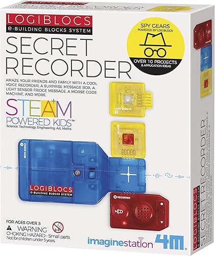 4M Logiblocs E-Building Blocks System Secret Recorder - Kit de ciencia para niños
