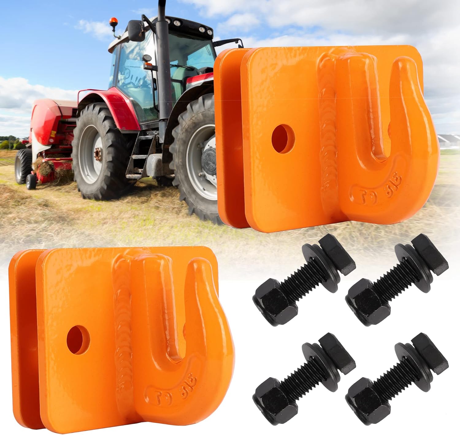 DRENIS 3/8" Enhanced Tractor Bucket Grab Hook (2 Pack),Max 15,000lbs