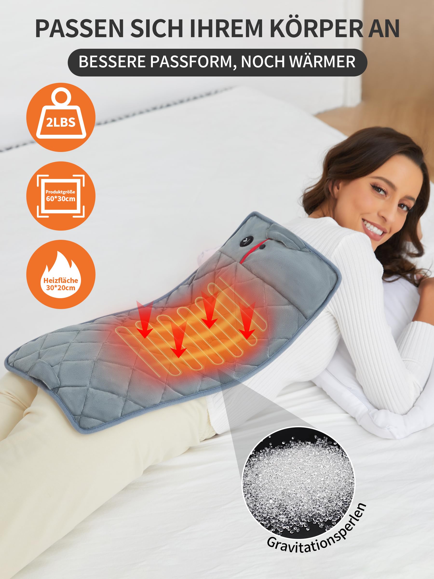 Vofuoti Heizdecke mit Akku Kabellos,10000mAh,Heizkissen Rücken mit 3 Heizstufen,Wärmekissen Elektrisch für Rücken,Schulter,Bauch,Nacken,Beine Knie,Maschinenwaschbar,MuttertagsGeschenk für Frauen