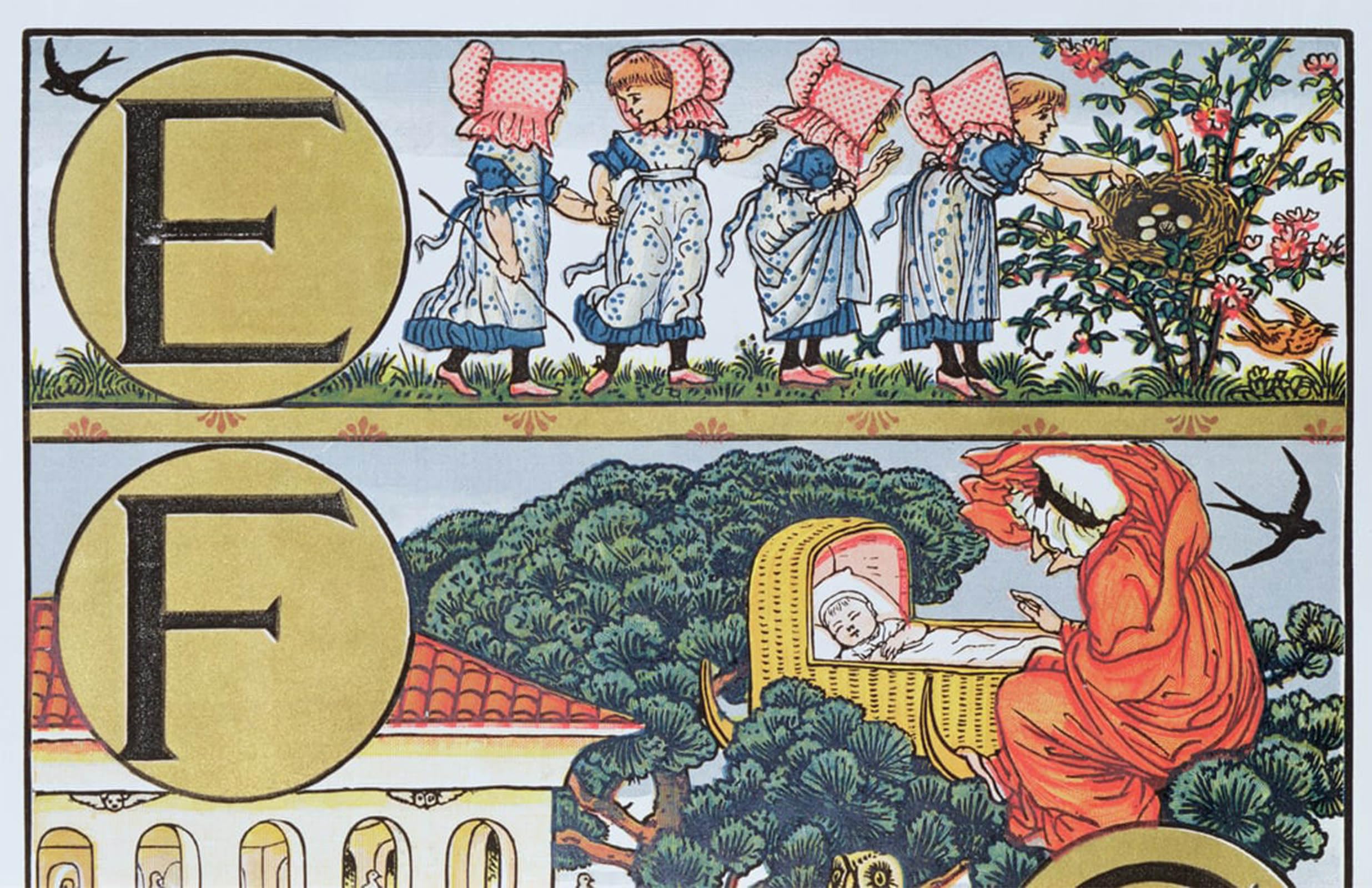 SERENDIPITP Vintage Wall Art Canvas Nordic Poster Canvas Print Picture from an Alphabet Based on Nursery Rhymes by Walter Crane Wall Art Poster for Home Decor 60x90cm