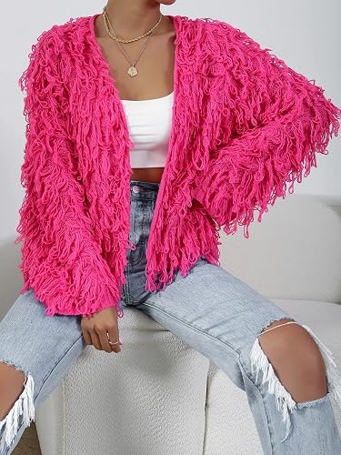 Womens Open Front Cardigan Long Sleeve Shaggy Knit Cardigan Womens Open Front Cardigan Long Sleeve Shaggy Knit Cardigan