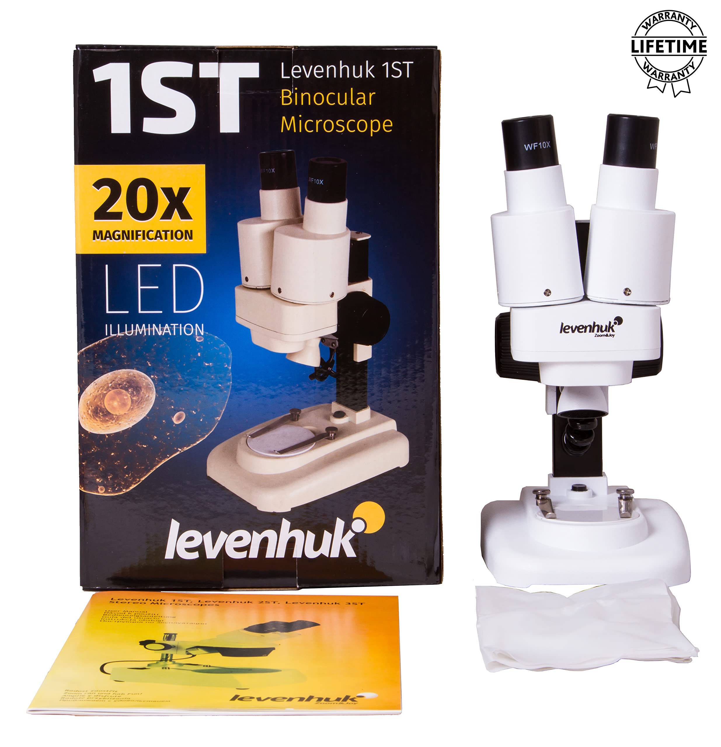 Microscopio Estereoscópico Levenhuk 1ST para Niños para Observar la Estructura de Piedras, Monedas y Otros Objetos