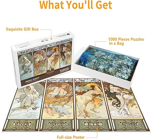 Miniatura 5 de Rompecabezas de 1000 piezas para adultos, rompecabezas de diosa de las cuatro estaciones, rompecabezas de 1000 piezas para adultos, rompecabezas