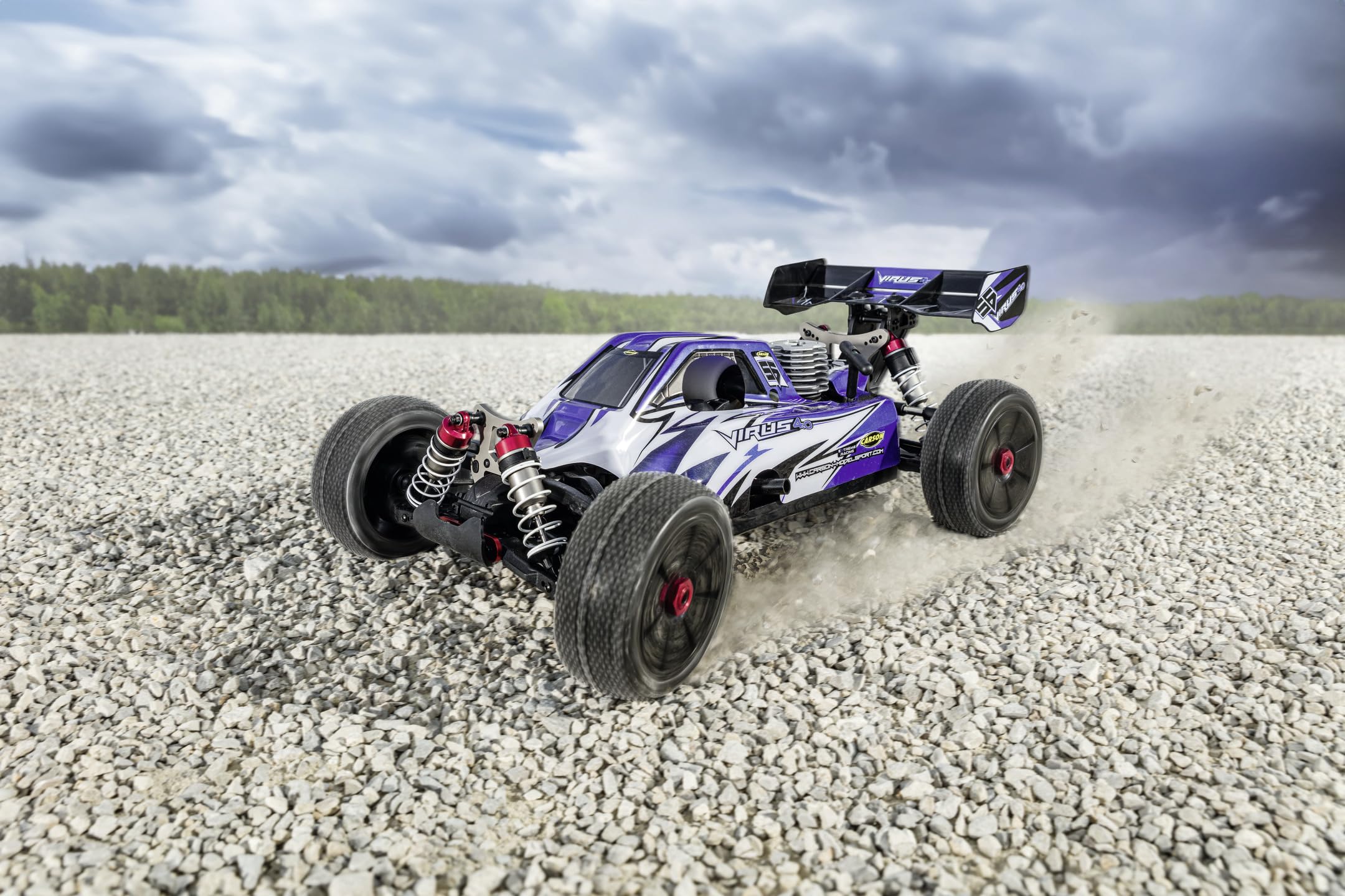 Carson 500204036 1:8 Virus V21 2.4G RTR Azul - RC Motor de combustión, 65kmh, RC, Coche RC, modelismo RC, Coche teledirigido