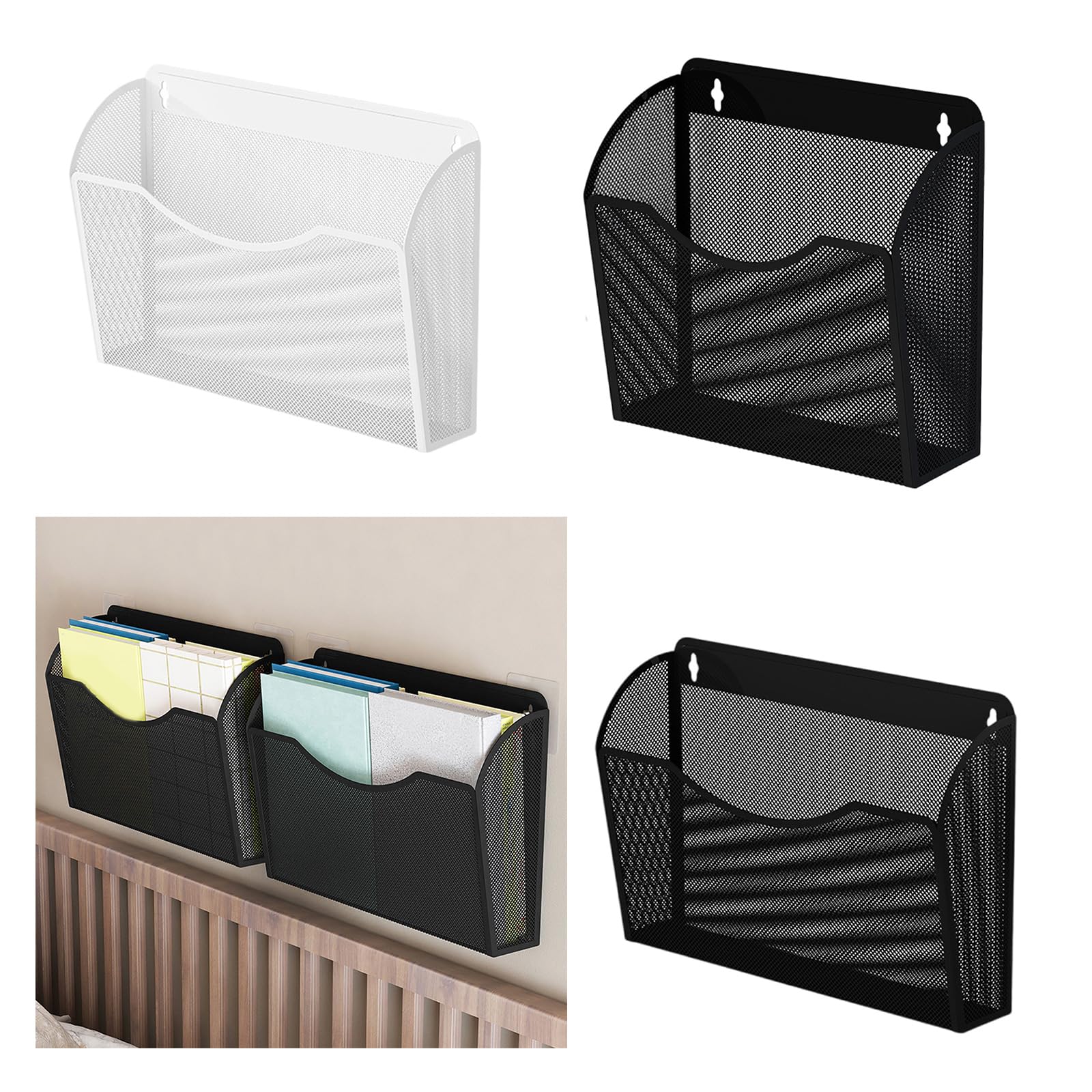 Wall Mount File Holder Metal File Organiser Rack Space Saving Hanging File Organiser Magazine Holder For Office And Home